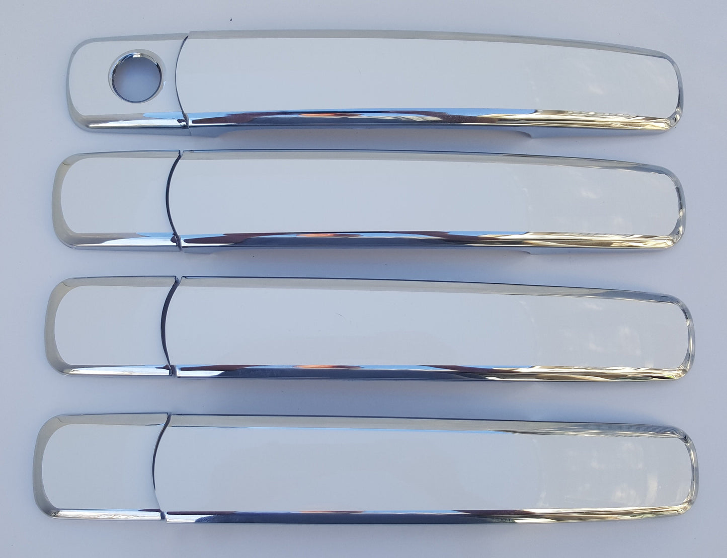 Full Set of Custom Chrome Door Handle Overlays / Covers For the 2003 - 2008 Infiniti FX45 You Choose the Color of the Middle Insert