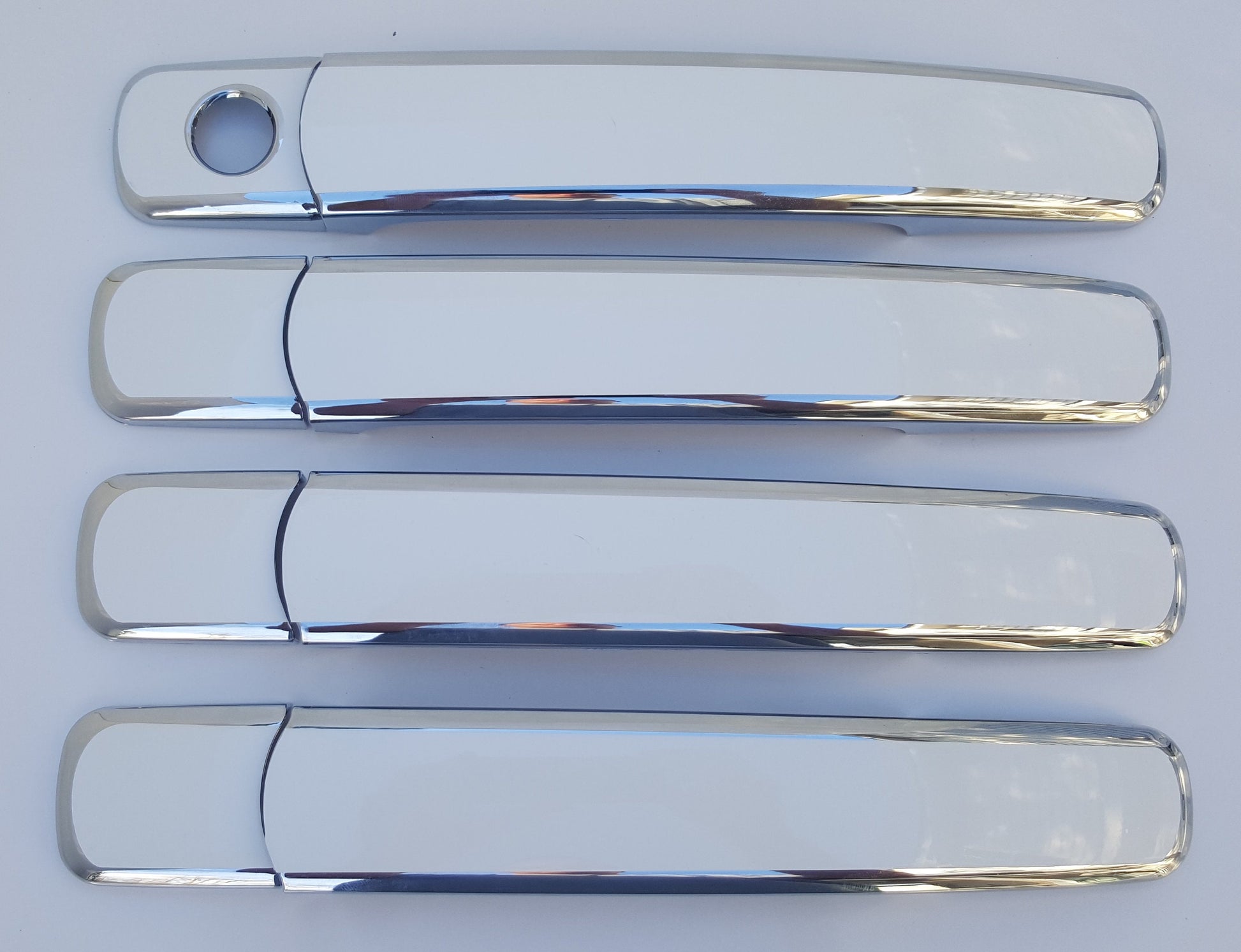 Full Set of Custom Chrome Door Handle Overlays / Covers For the 2003 - 2008 Infiniti FX45 You Choose the Color of the Middle Insert