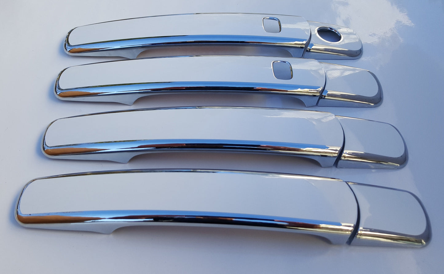 Full Set of Custom Chrome Door Handle Overlays / Covers For the 2003 - 2008 Infiniti FX45 You Choose the Color of the Middle Insert