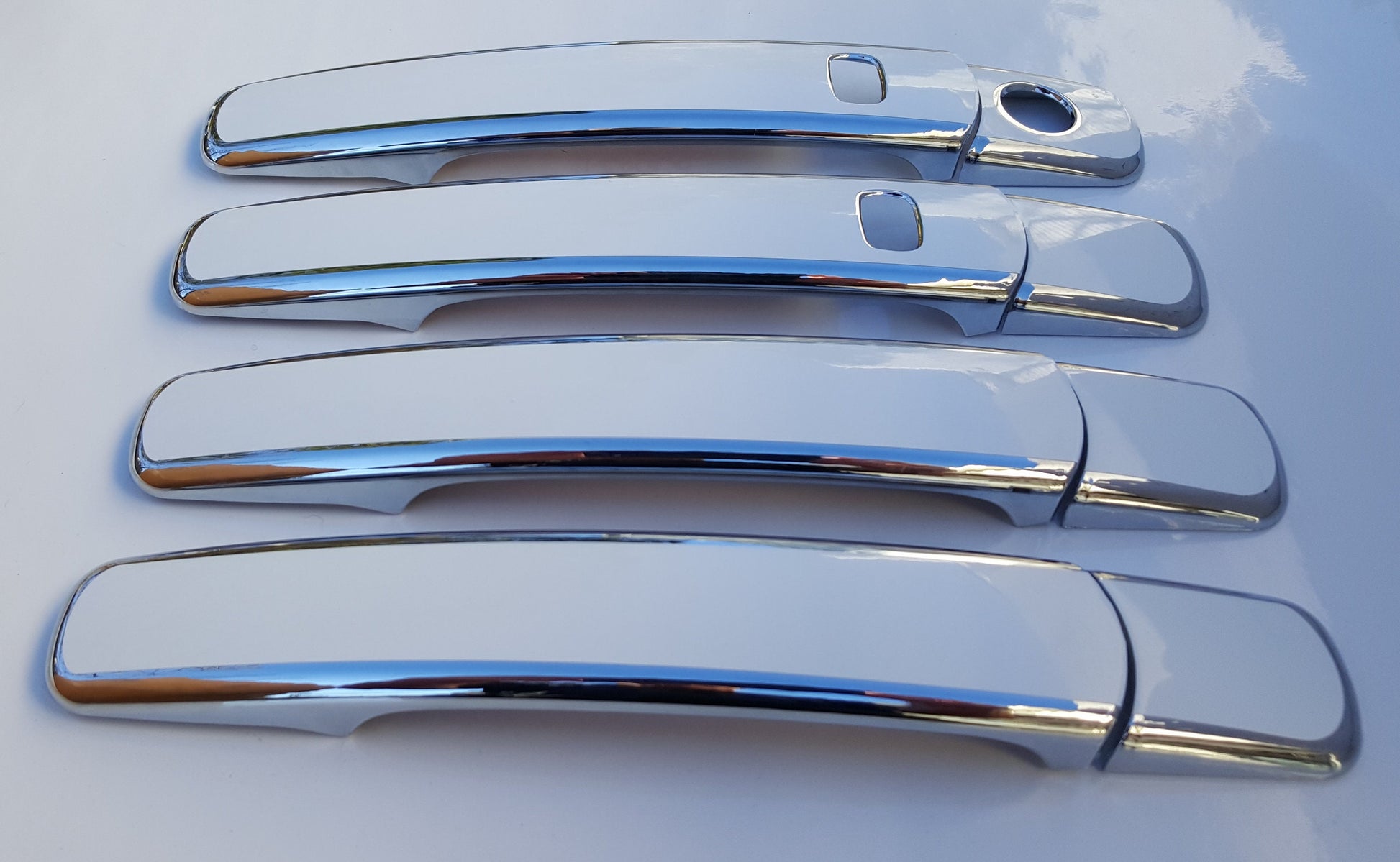 Full Set of Custom Chrome Door Handle Overlays / Covers For the 2003 - 2008 Infiniti FX45 You Choose the Color of the Middle Insert