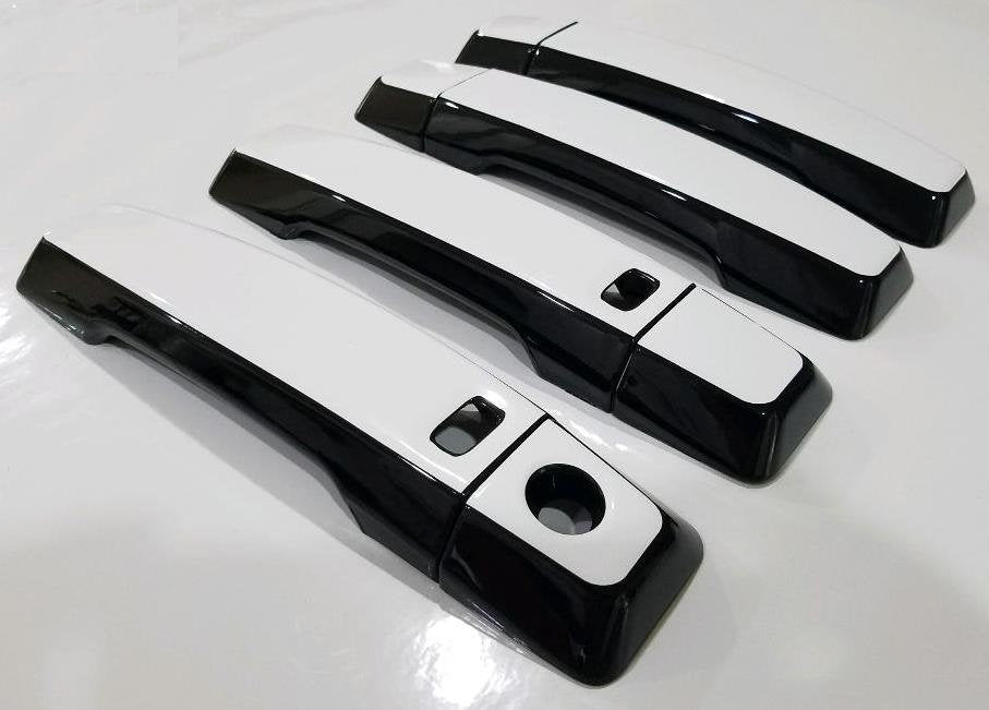 Full Set of Custom Black OR Chrome Door Handle Overlays / Covers For the 2005 - 2011 Nissan Frontier   Choose the Color of the Middle Insert