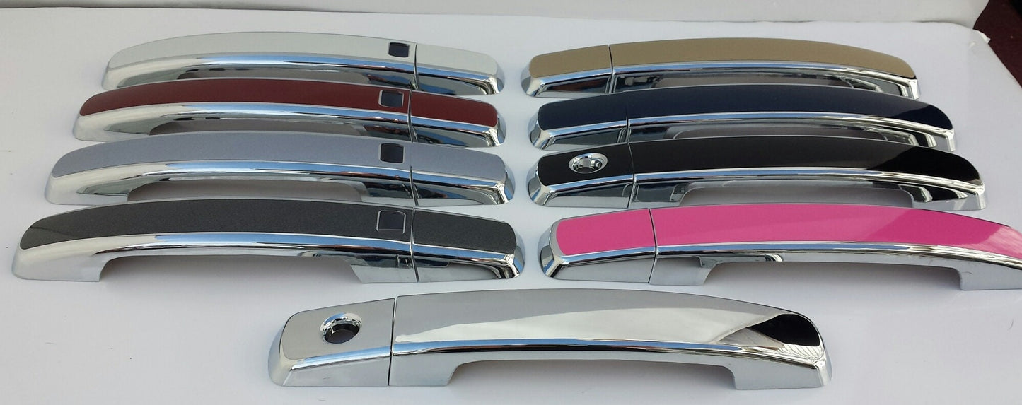 Full Set of Custom Black OR Chrome Door Handle Overlays / Covers For the 2007 - 2011 Nissan Sentra -  Choose the Color of the Middle Insert