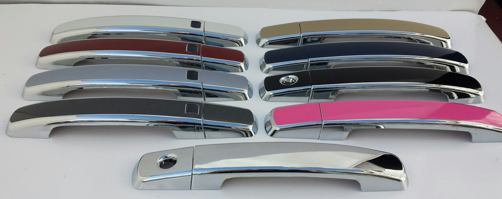 Full Set of Custom Black OR Chrome Door Handle Overlays / Covers For the 2007 - 2011 Nissan Sentra -  Choose the Color of the Middle Insert