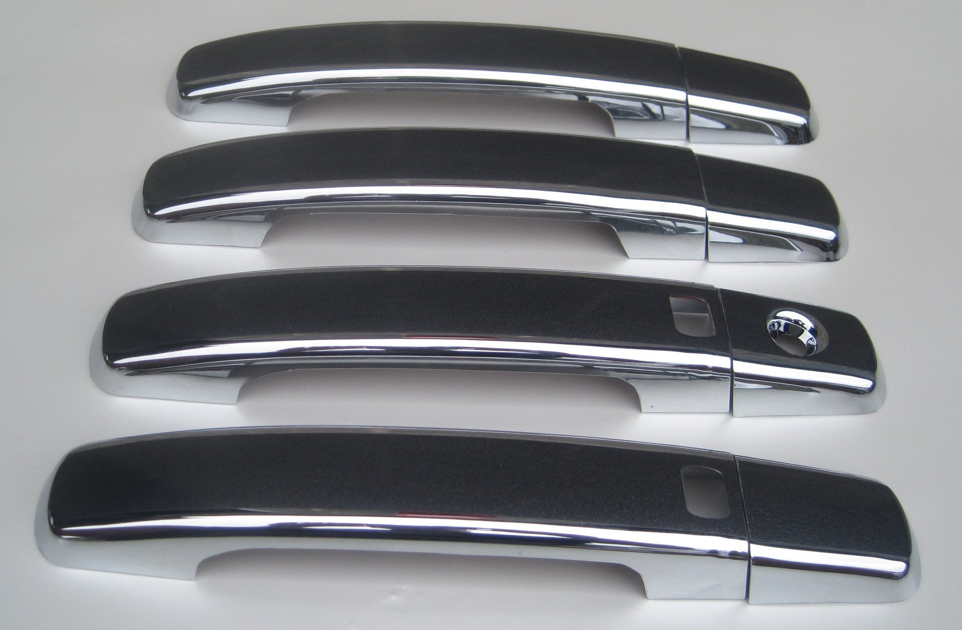 Full Set of Custom Black OR Chrome Door Handle Overlays / Covers For the 2005 - 2011 Nissan Frontier   Choose the Color of the Middle Insert