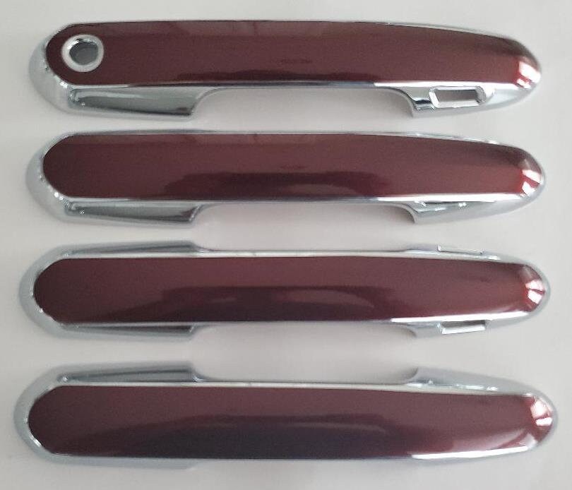 Full Set of Custom Black OR Chrome Door Handle Overlays / Covers For 2019 - 2022 Toyota RAV4 - You Choose the Color of the Middle Insert
