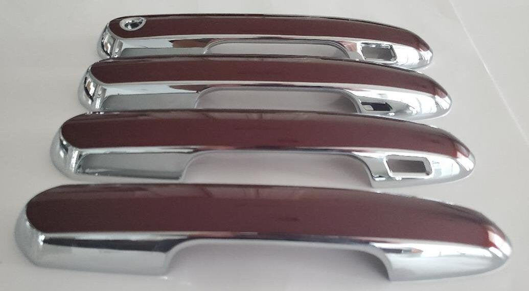 Full Set of Custom Black OR Chrome Door Handle Overlays / Covers For 2019 - 2022 Toyota RAV4 - You Choose the Color of the Middle Insert