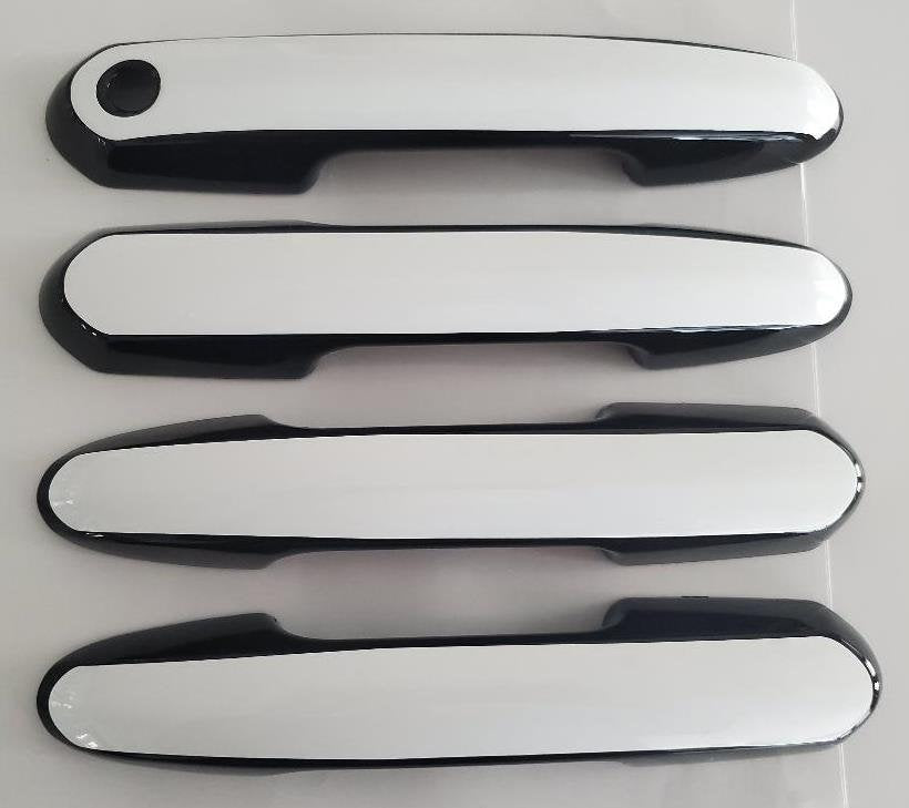 Full Set of Custom Black OR Chrome Door Handle Overlays / Covers For 2019 - 2022 Toyota RAV4 - You Choose the Color of the Middle Insert