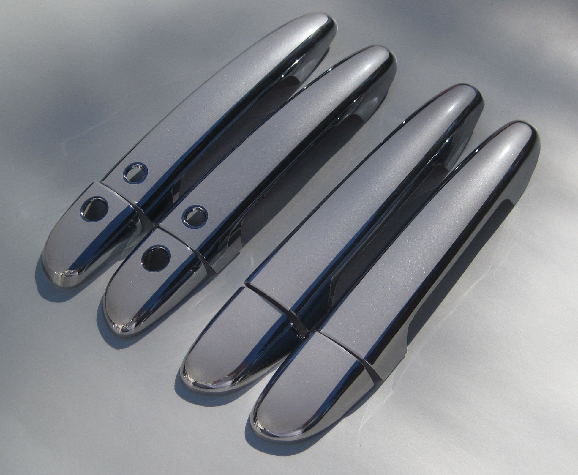 Full Set of Custom Black OR Chrome Door Handle Overlays / Covers For 2015 - 2021 Mazda CX-3 -- You Choose the Color of the Middle Insert