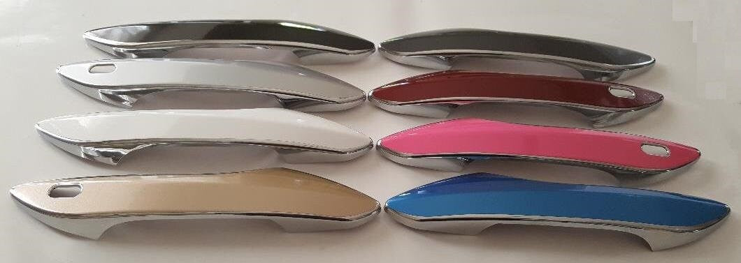 Full Set of Custom Chrome Door Handle Overlays / Covers For 2016 - 2017 Lexus RC200t - You Choose the Color of the Middle Insert