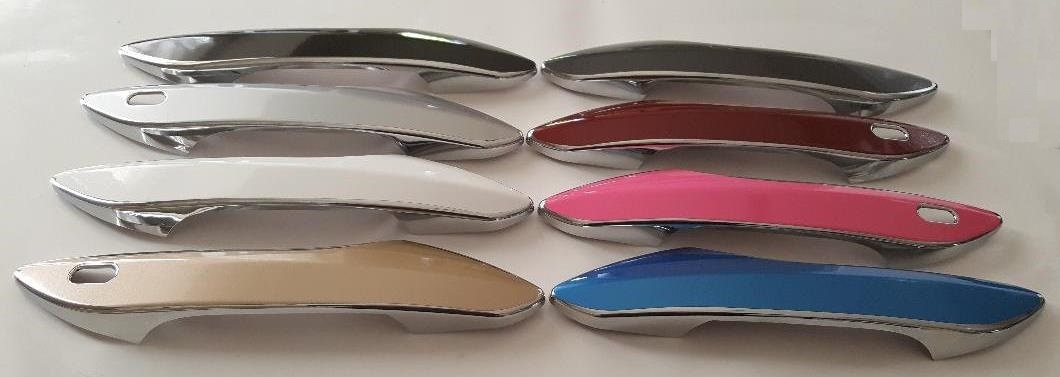 Full Set of Custom Chrome Door Handle Overlays / Covers For 2015 - 2017 Lexus NX200t - You Choose the Color of the Middle Insert