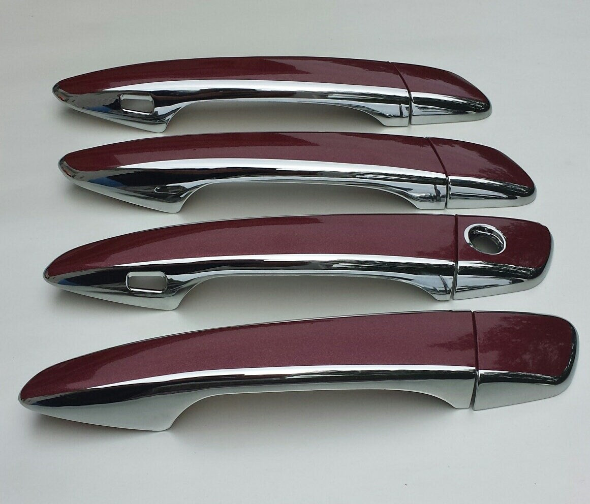Full Set of Custom Black OR Chrome Door Handle Overlays / Covers For 2014 - 2016 Lexus IS250 - You Choose the Color of the Middle Insert
