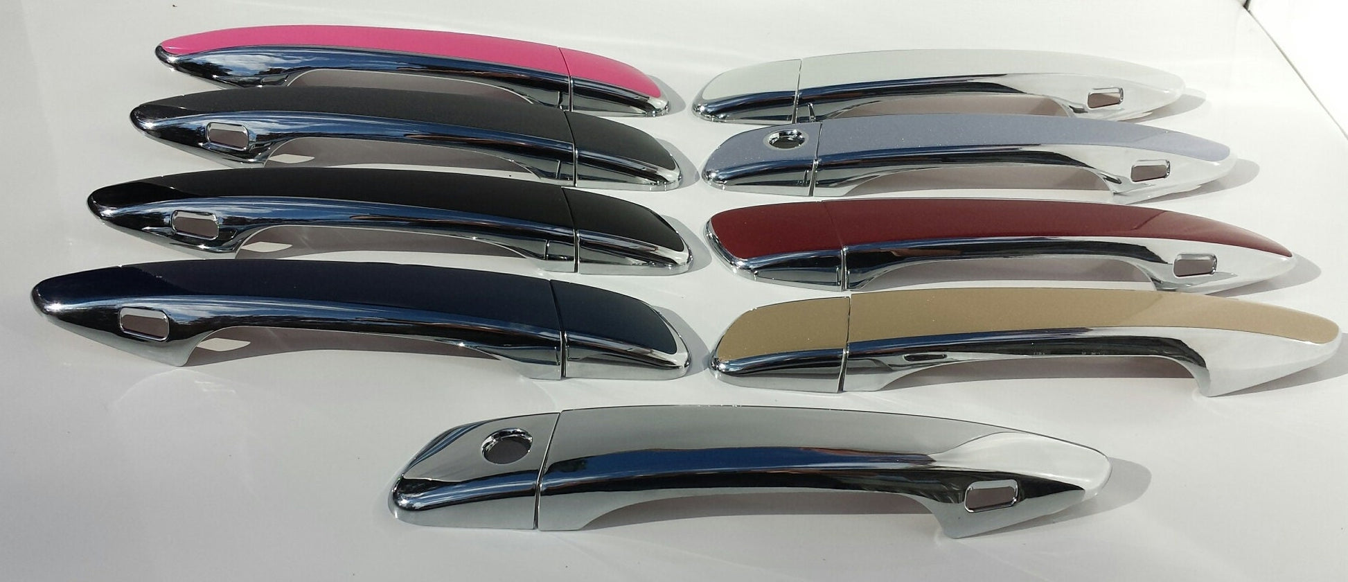 Full Set of Custom Black OR Chrome Door Handle Overlays / Covers For 2015 - 2017 Lexus CT200h - You Choose the Color of the Middle Insert