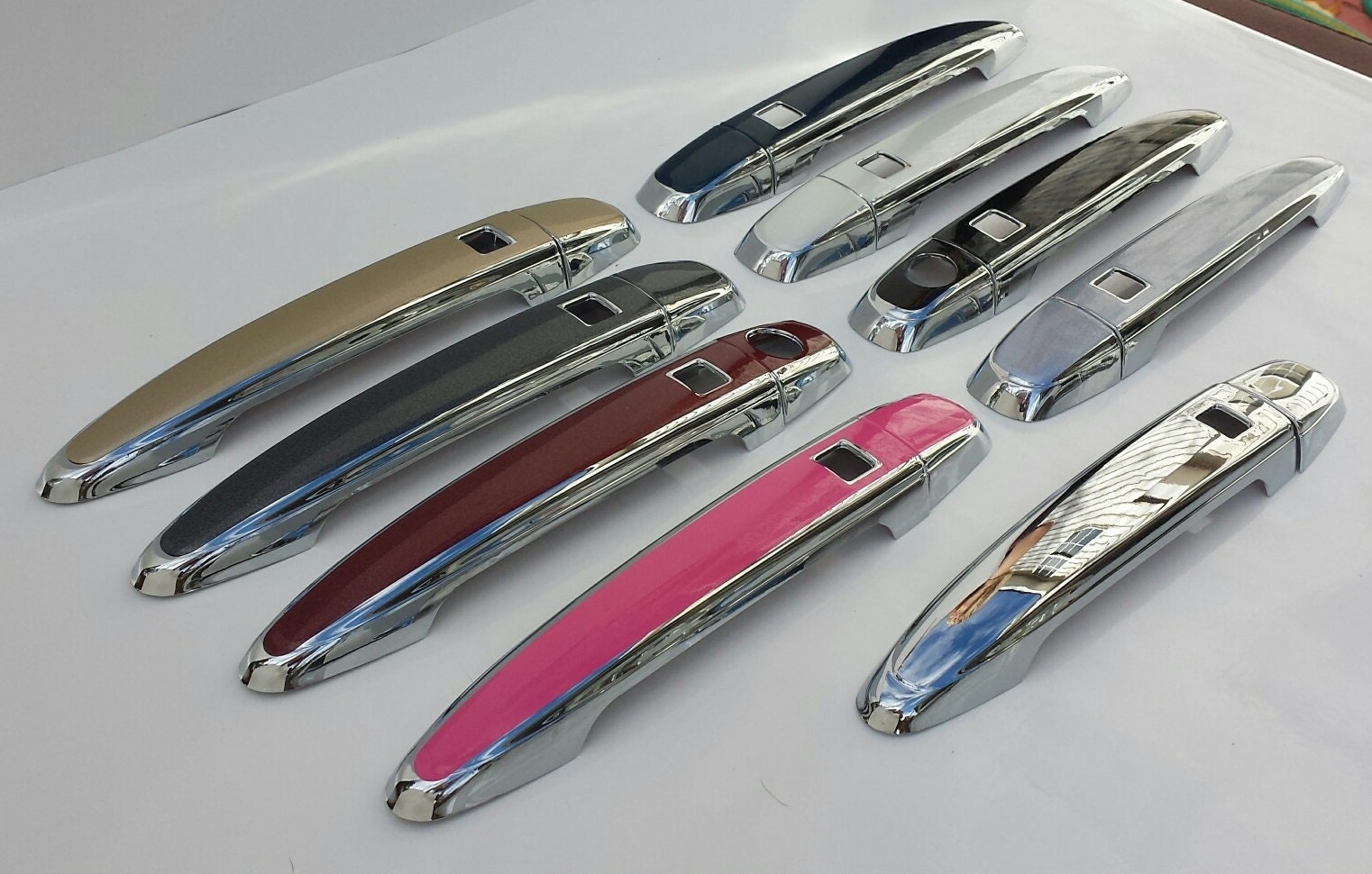 Full Set of Custom Black OR Chrome Door Handle Overlays / Covers For 2006 Lexus GS300 - You Choose the Color of the Middle Insert