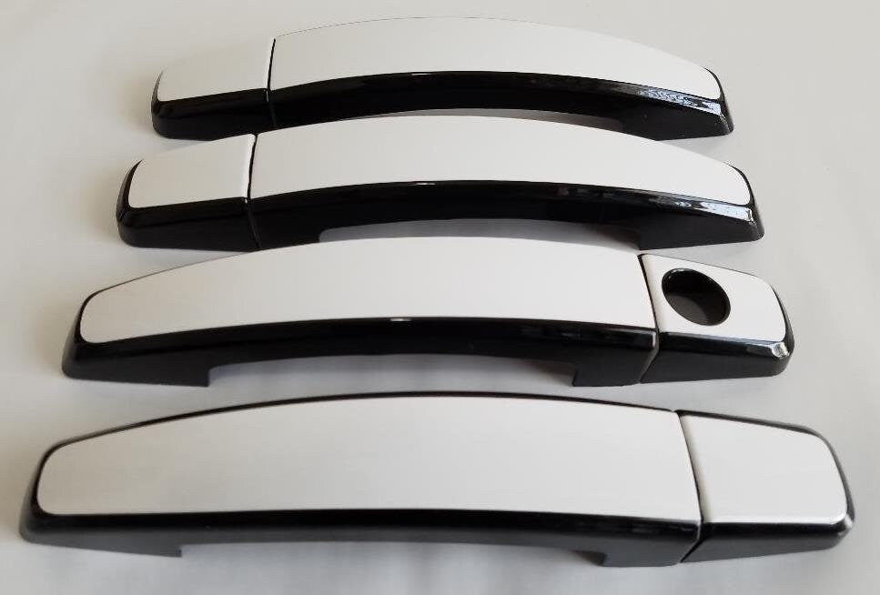 Full Set of Custom Black OR Chrome Door Handle Overlays / Covers For the 2013 - 2015 Chevy Malibu  -- You Choose the Middle Color Insert