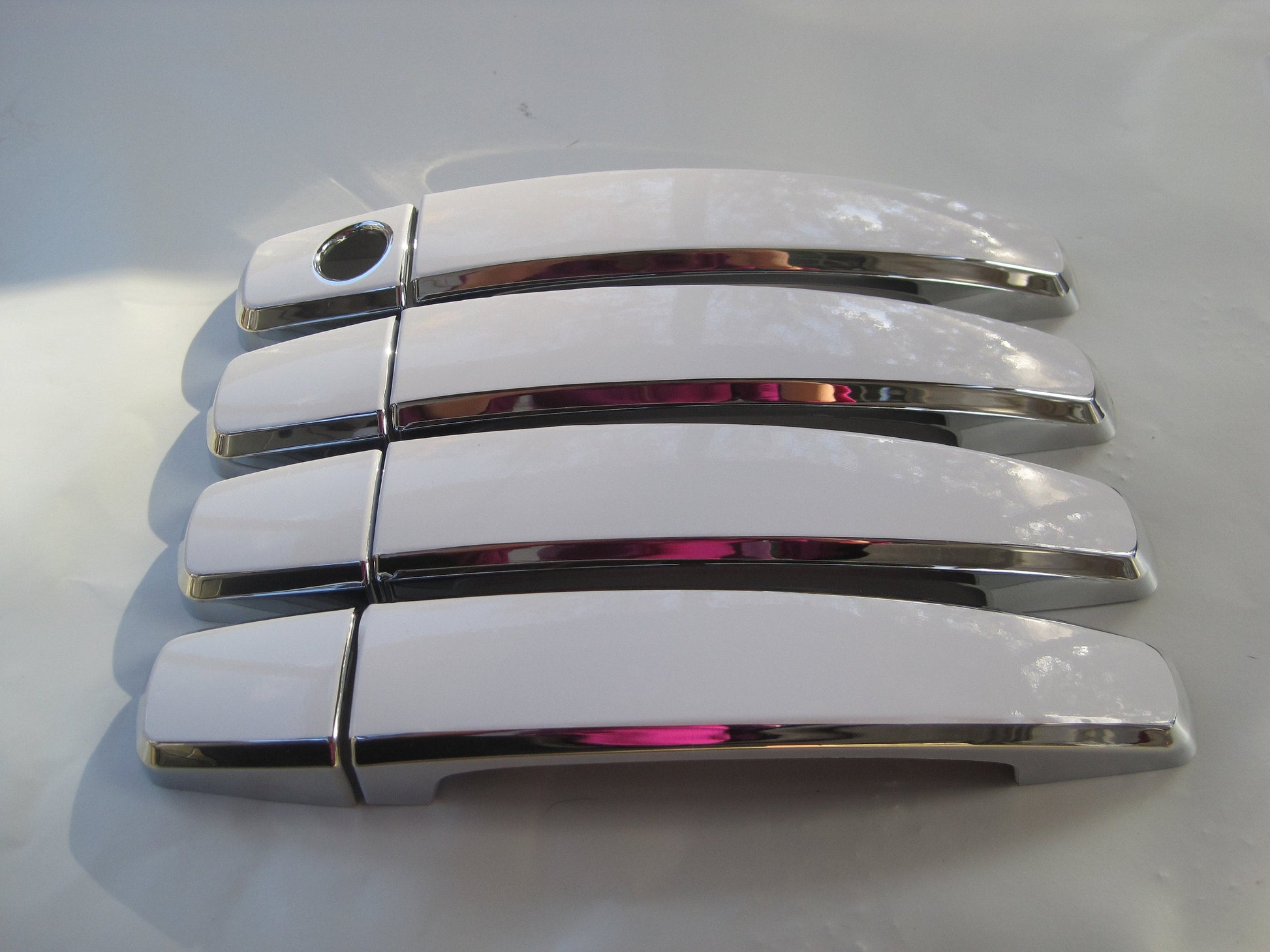 Full Set of Custom Black OR Chrome Door Handle Overlays / Covers For the 2012 - 2014 Chevy Sonic  -- You Choose the Middle Color Insert