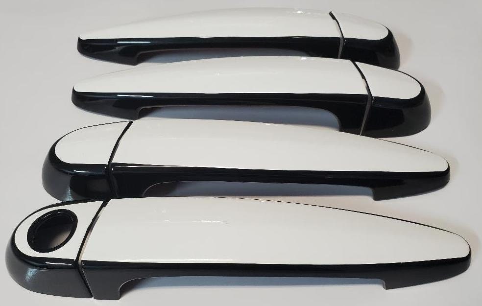Full Set of Custom Black OR Chrome Door Handle Overlays / Covers For the 2006 - 2011 BMW 330i Series  -- You Choose the Middle Color Insert