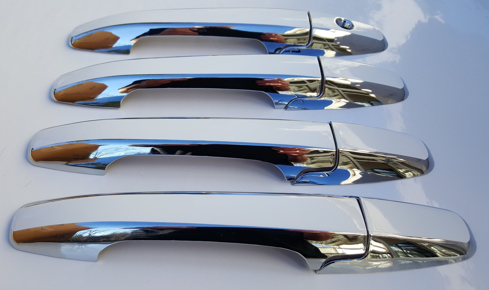 Full Set of Custom Black OR Chrome Door Handle Overlays / Covers For 2009 - 2015 Honda Pilot -- You Choose the Color of the Middle Insert