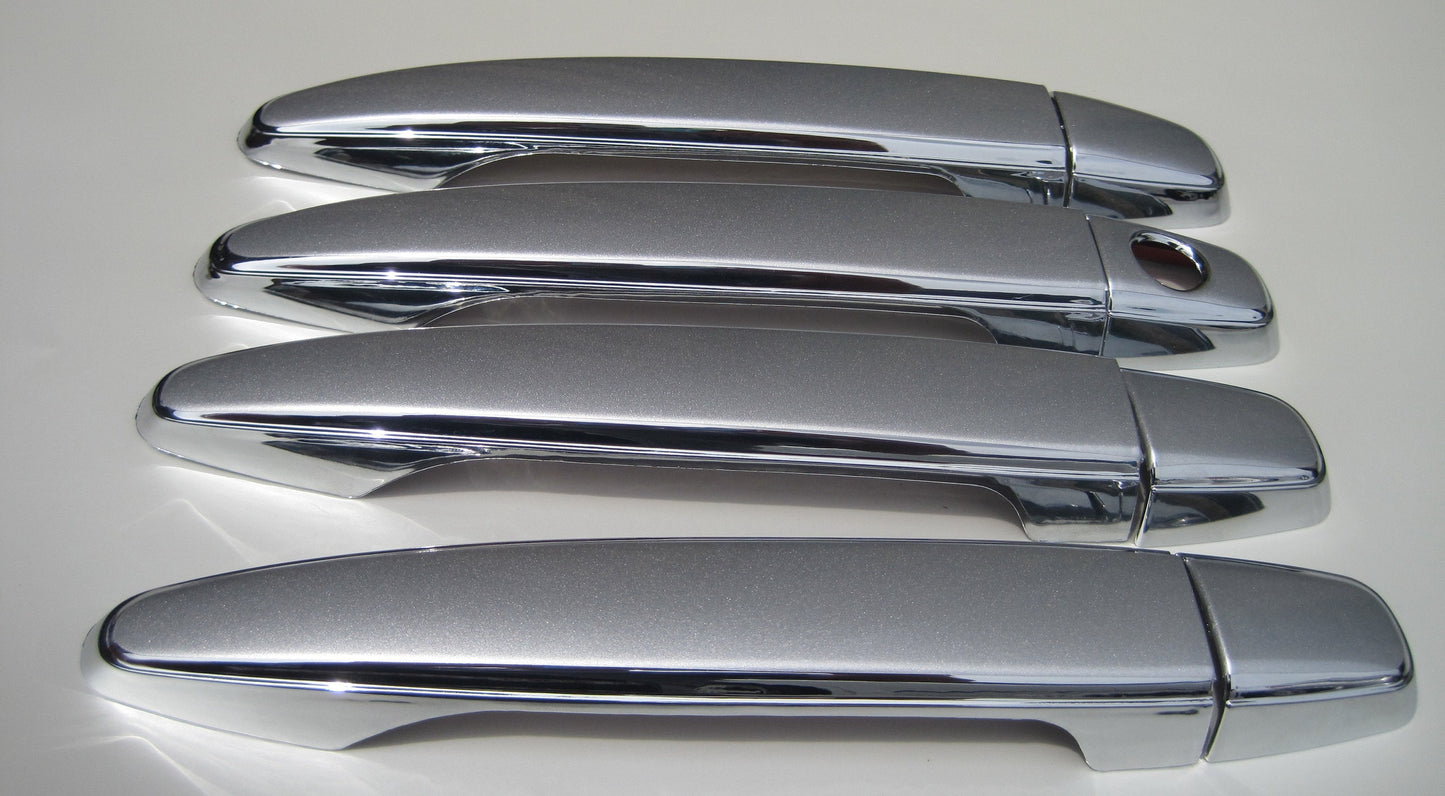 Full Set of Custom Black OR Chrome Door Handle Overlays / Covers For 2008 - 2013 Toyota Highlander - Choose the Color of the Middle Insert