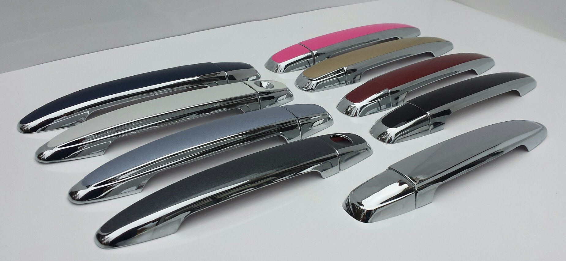 Full Set of Custom Black OR Chrome Door Handle Overlays / Covers For 2008 - 2013 Toyota Highlander - Choose the Color of the Middle Insert