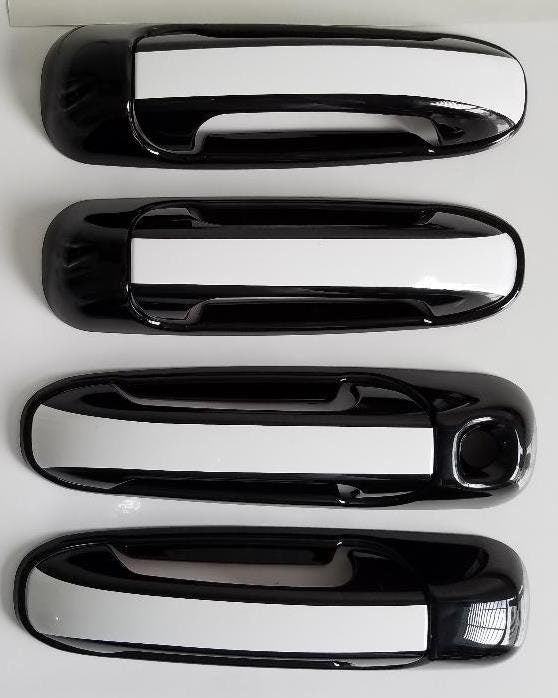 Full Set Custom Black OR Chrome Door Handle Overlays / Covers For the 2002 - 2008 Dodge Ram Truck