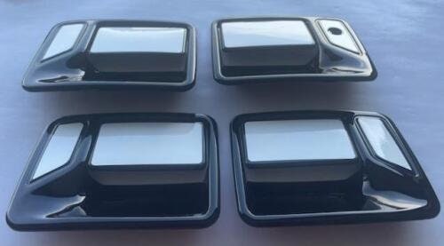 Full Set of Custom Black OR Chrome Door Handle Overlays / Covers For the 2004 - 2016 Ford F-450  -- You Choose the Middle Color Insert