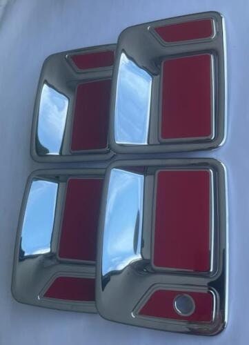 Full Set of Custom Black OR Chrome Door Handle Overlays / Covers For the 2004 - 2016 Ford F-250  -- You Choose the Middle Color Insert