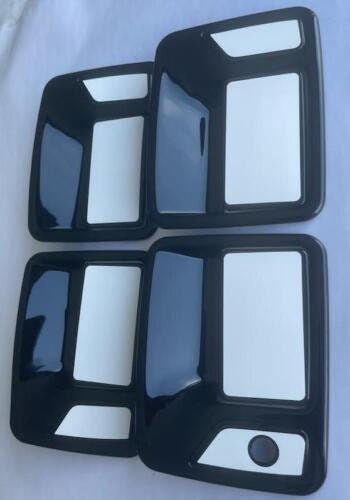 Full Set of Custom Black OR Chrome Door Handle Overlays / Covers For the 2004 - 2016 Ford F-450  -- You Choose the Middle Color Insert