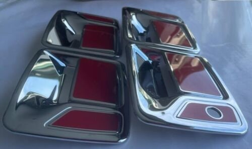 Full Set of Custom Black OR Chrome Door Handle Overlays / Covers For the 2004 - 2016 Ford F-450  -- You Choose the Middle Color Insert