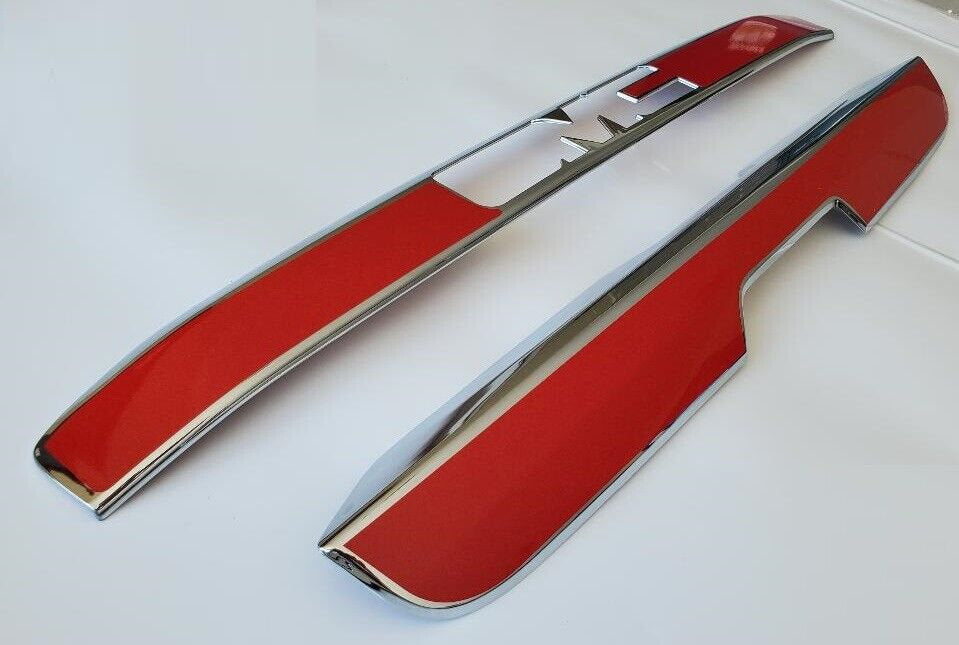 Set  of 2 Upper and Lower Custom Black OR Chrome Tailgate Covers For the 2015 - 2020 GMC Yukon  -- You Choose the Middle Color Insert