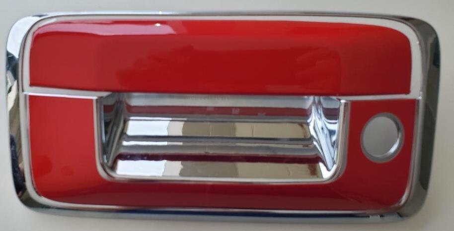 Custom Black OR Chrome Tailgate Handle Cover For the 2014 - 2022 GMC Canyon -- You Choose the Middle Color Insert