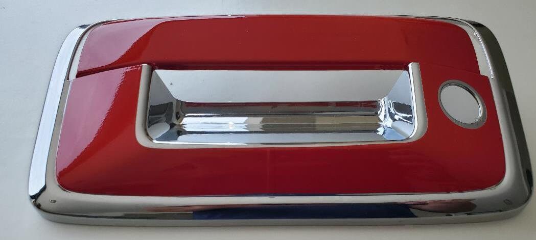Custom Black OR Chrome Tailgate Handle Cover For the 2014 - 2022 GMC Canyon -- You Choose the Middle Color Insert