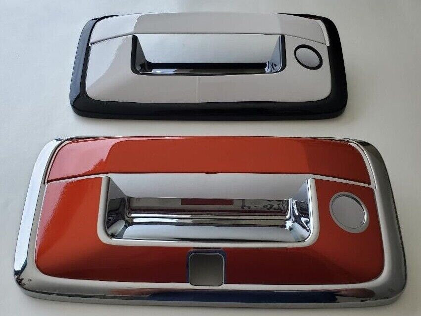 Custom Black OR Chrome Tailgate Handle Cover For the 2014 - 2022 GMC Canyon -- You Choose the Middle Color Insert