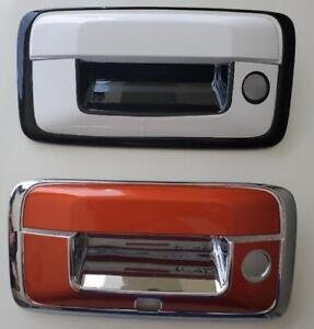 Custom Black OR Chrome Tailgate Handle Cover For the 2014 - 2018 Chevy Silverado 1500  -- You Choose the Middle Color Insert