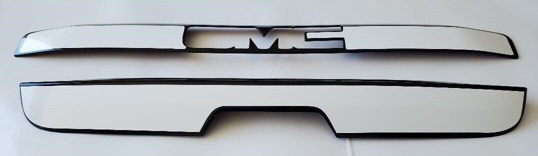 Set  of 2 Upper and Lower Custom Black OR Chrome Tailgate Covers For the 2015 - 2020 GMC Yukon  -- You Choose the Middle Color Insert
