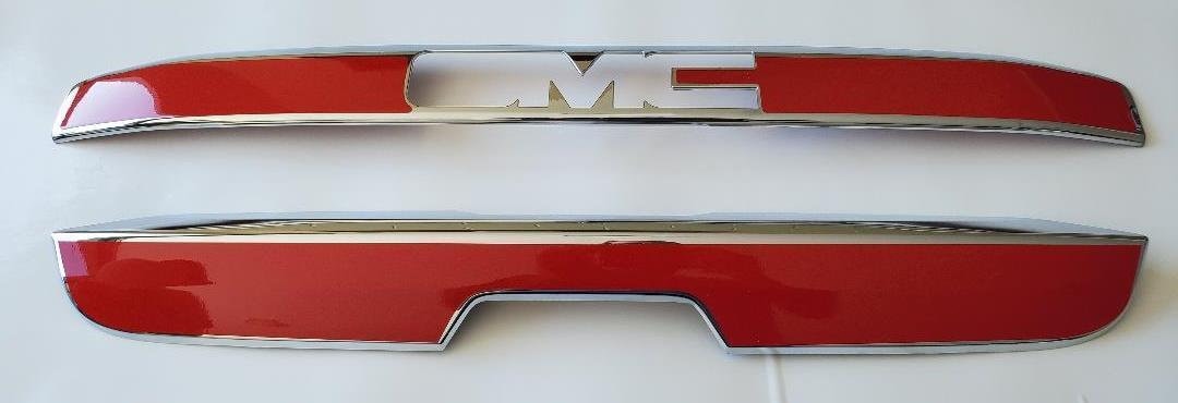 Set  of 2 Upper and Lower Custom Black OR Chrome Tailgate Covers For the 2015 - 2020 GMC Yukon  -- You Choose the Middle Color Insert