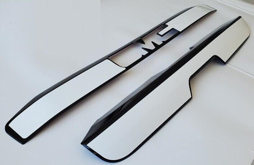 Set  of 2 Upper and Lower Custom Black OR Chrome Tailgate Covers For the 2015 - 2020 GMC Yukon  -- You Choose the Middle Color Insert
