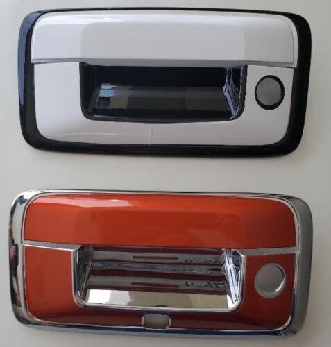 Custom Black OR Chrome Tailgate Handle Cover For the 2014 - 2022 GMC Canyon -- You Choose the Middle Color Insert