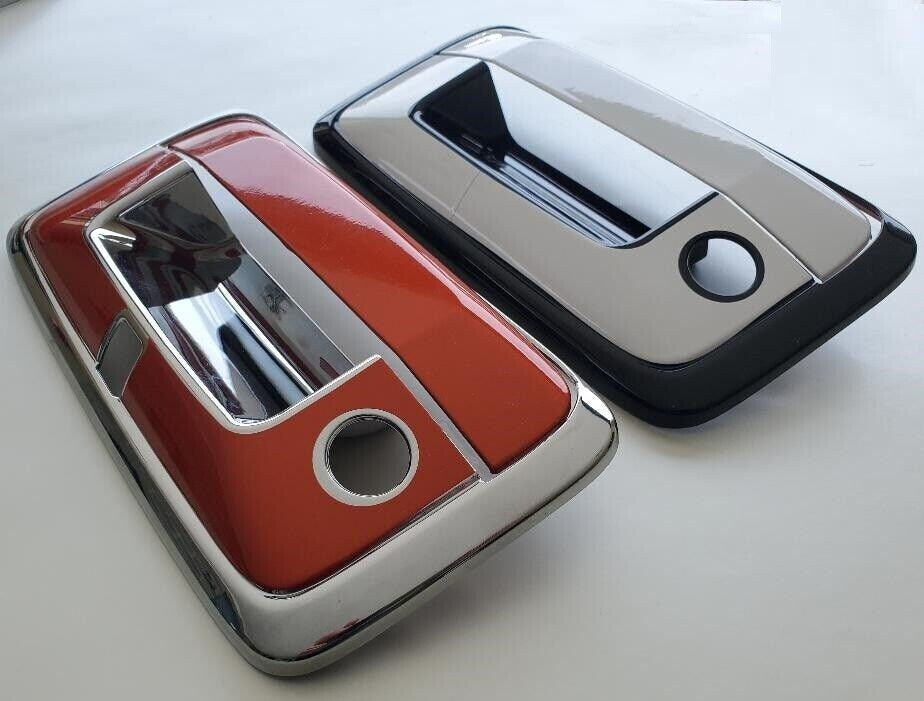 Custom Black OR Chrome Tailgate Handle Cover For the 2014 - 2022 GMC Canyon -- You Choose the Middle Color Insert