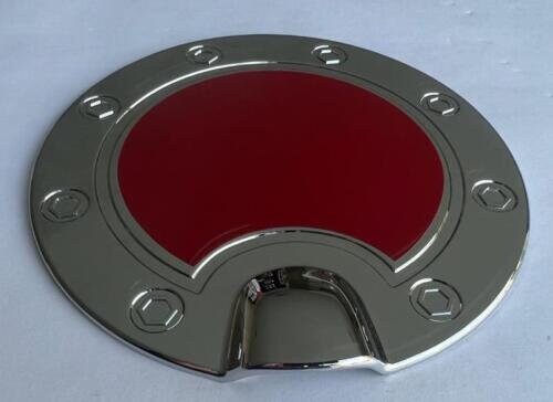 Custom Black OR Chrome Gas Door Cover For the 2014 - 2018 Chevy Silverado -- You Choose the Middle Color Insert -- * 5'7" & 6'6" BED *
