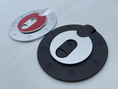 Custom Black OR Chrome Gas Door Cover For the 2007 - 2014 GMC Sierra-- You Choose the Middle Color Insert