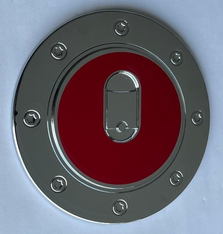 Custom Black OR Chrome Gas Door Cover For the 2015 - 2021 Chevy Tahoe -- You Choose the Middle Color Insert