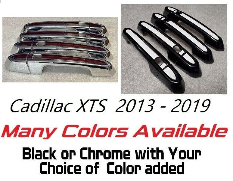 Full Set of Custom Black OR Chrome Door Handle Overlays / Covers For the 2013 - 2019 Cadillac XTS You Choose the Color of the Middle Insert