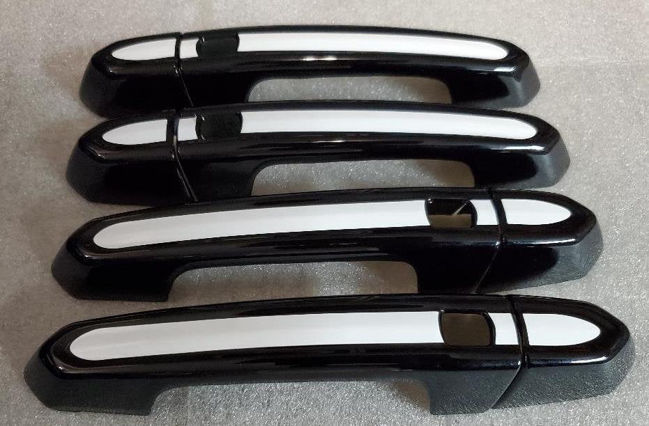 Full Set of Custom Black OR Chrome Door Handle Overlays / Covers For the 2016 - 2022 Cadillac CT6 You Choose the Color of the Middle Insert