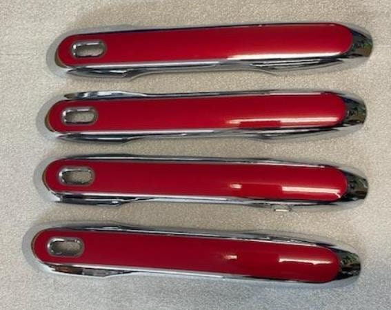 Full Set of Custom Chrome Door Handle Overlays / Covers For the 2022 - 2025 Lexus NX250 You Choose the Color of the Middle Insert