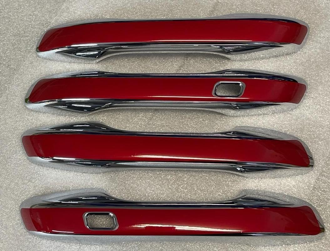 Full Set of Custom or Black Chrome Door Handle Overlays / Covers For the 2021 - 2024 Kia Sorento You Choose the Color of the Middle Insert