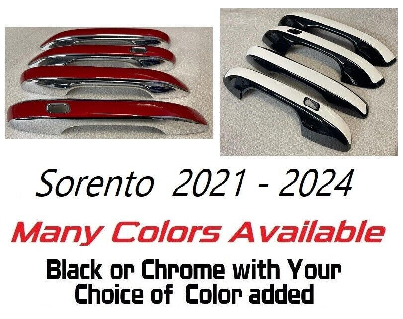 Full Set of Custom or Black Chrome Door Handle Overlays / Covers For the 2021 - 2024 Kia Sorento You Choose the Color of the Middle Insert