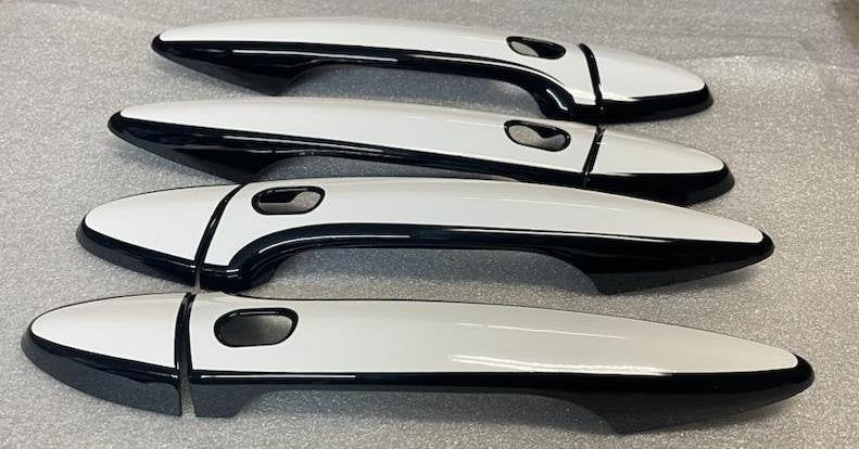 Full Set of Custom Gloss Black Door Handle Overlays / Covers For the 2008 - 2016 Lexus LS600H You Choose the Color of the Middle Insert
