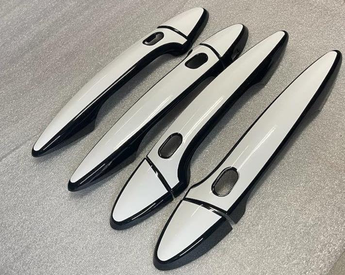 Full Set of Custom Gloss Black Door Handle Overlays / Covers For the 2008 - 2016 Lexus LS600H You Choose the Color of the Middle Insert